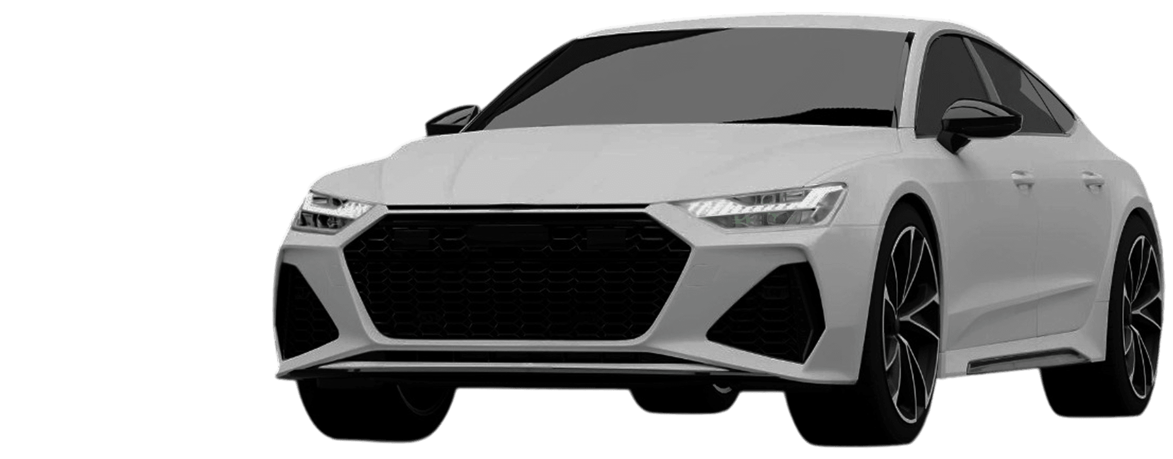 Белый автомобиль на тёмном фоне